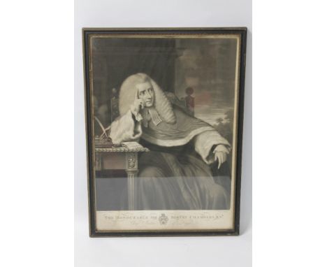 A FRAMED AND GLAZED ENGRAVING OF A PORTRAIT OF THE HONOURABLE SIR ROBERT CHAMBERS, Chief justice of Bengal. Frame size approx