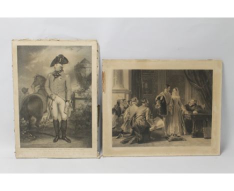 TWO MOUNTED ENGRAVINGS OF ROYALTY INTEREST, to include 'A portrait of King George III', the other of 'Lady Jane Grey' A/F
