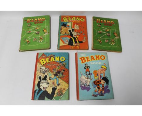 FIVE 1950S/1960 BEANO ANNUALS - 1957 x 2, 1958, 1959, 1960  (5)¦Condition Report:One 1957 missing spine although remnants of 