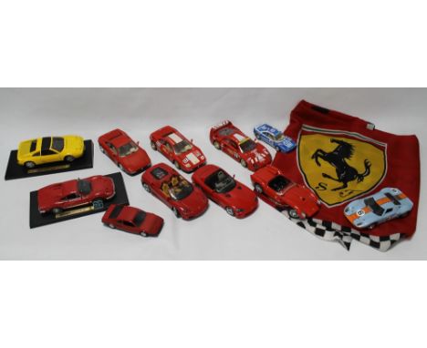 A COLLECTION OF ELEVEN BURAGO MAISTO JOUEF 1:18 AND 1:25 SCALE, to include Ferrari Testa Rossa 1957, a Ferrari F 40 1987, a D