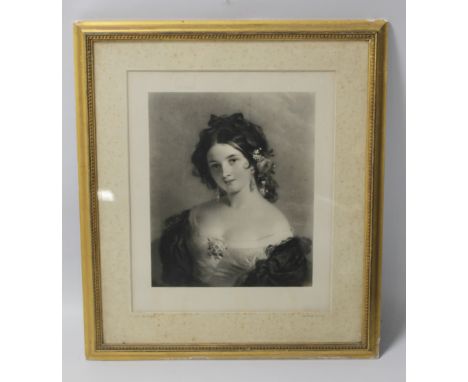 A FRAMED AND GLAZED PORTRAIT ENGRAVING BY HENRY COUSINS, after Charles Baxter. Frame size approx 56cm x 50cm 