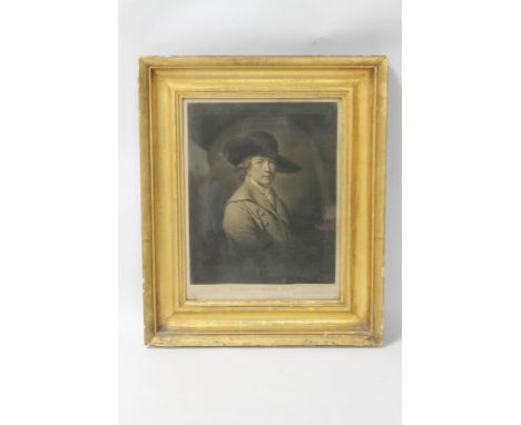 A FRAMED AND GLAZED 19TH CENTURY PORTRAIT ENGRAVING JOSEPH WRIGHT, in antique gilt picture frame. Frame size 45cm x 55cm 