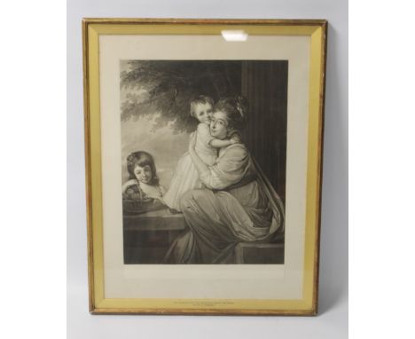 A FRAMED AND GLAZED GROUP PORTRAIT ENGRAVING, frame size approx 51cm x 65cm