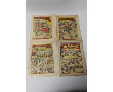 THE MAGIC COMIC' No. 43 May 1940 together with three 'Knockout Comics' 1947  (4)