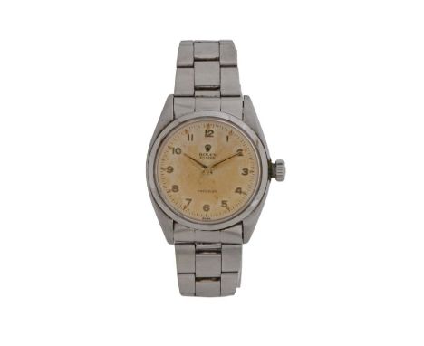 Rolex Oyster Precision gentleman's stainless steel wristwatch, ref 6422, serial number 272703, circa 1957, the signed cream d