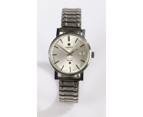 Tissot Seastar gentleman's stainless steel wristwatch, the signed silver dial with baton markers and date aperture at the thr