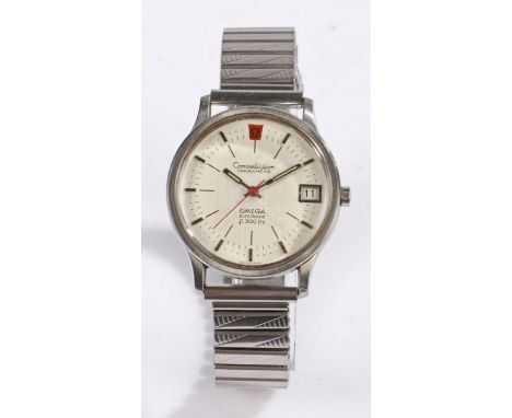 Omega Constellation Chronometer Electronic f300Hz stainless steel gentleman's wristwatch, circa 1970, the signed white dial w