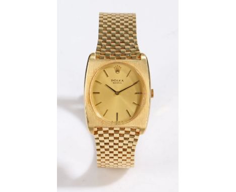 Rolex Geneve 14 carat gold gentleman's watch, case ref. 93370, cal. no. 1400, circa 1954, the signed gilt dial with baton mar