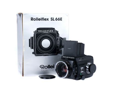 A Rollei Rolleiflex SL66E Medium Format Camera, 1982-92, black, serial no. 802670007, with Rollei-HFT Planar f/2.8 80mm lens,