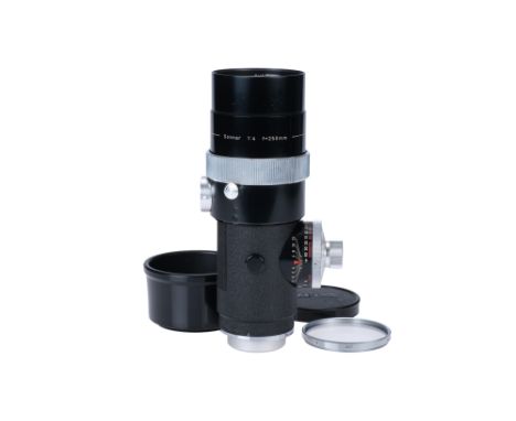 A Carl Zeiss 'Olympic' Sonnar f/4 250mm Lens, Contarex mount, black, serial no. 4842588, body, VG, elements, VG, some very li