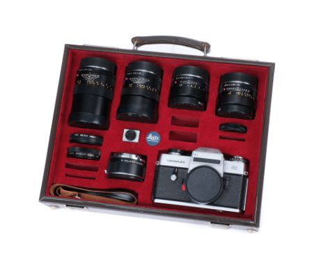 A Leica Leicaflex 1972 Olympic Camera Outfit, 1972, chrome, serial no. 1336677, together with full set of lenses including Le