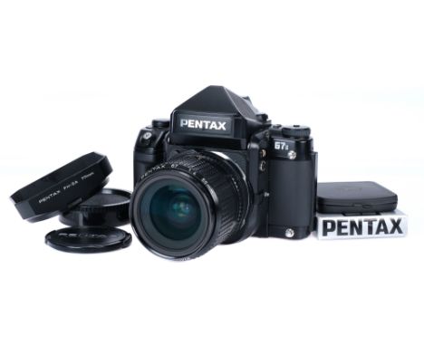 A Pentax 67 II Medium Format SLR Camera, 1998, black, serial no. 5068942, with SMC Pentax 67 f/4 55mm lens, black, serial no.