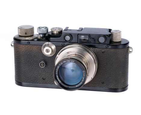 A Leica III Rangefinder Camera, 1934, black, serial no. 128133, with Leitz Summar f/2 50mm lens, 1933, nickel, serial no. 192