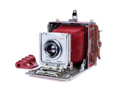 A Micro Precision Products 'MPP' Mk. VII 5x4" Micro Technical Large Format Camera red/grey, with Schneider Symmar f/5.6 150mm