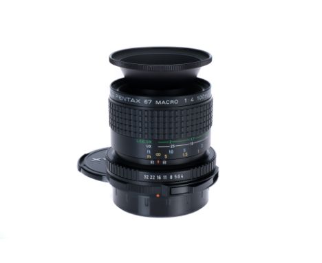 A Pentax 67 Macro f/4 100mm Lens, black, serial no. 8751032, body, VG-E, elements, VG-E, some very light internal haze, compl