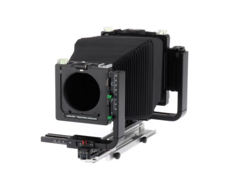 A Linhof Technikardan 5x4" Monorail Large Format Camera, black, body, VG-E, complete with spare bag bellows