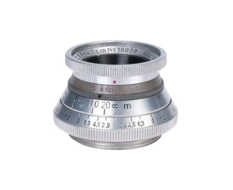 A Rau-Optik Astro-Astan f/2.9 47mm Lens, for the Vormbruck Feca, chrome, serial no. 10029, body, G-VG, elements, G-VG, some l