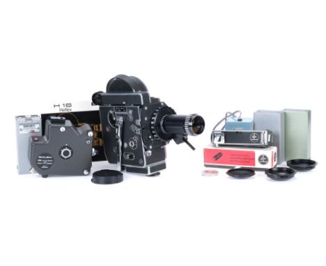 A Pillard Bolex H16 SB 16mm Motion Picture Camera, black/chrome, serial no. 300742, with Kern Vario-Switar Compact H16RX f/3.