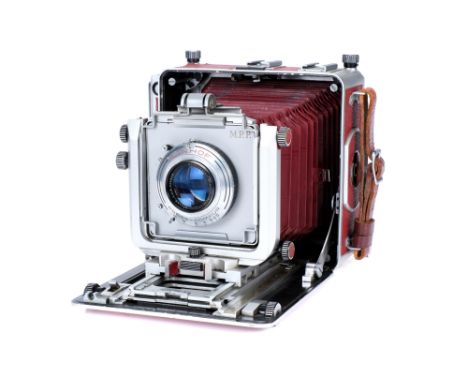 A Micro Precision Products 'MPP' Mk. VIII 5x4" Micro Technical Large Format Camera, red/grey, with Voigtlander Heliar f/4.5 1