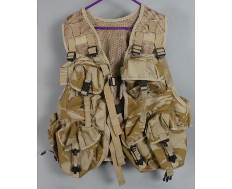 A British Army Multi Pocket Desert Vest 