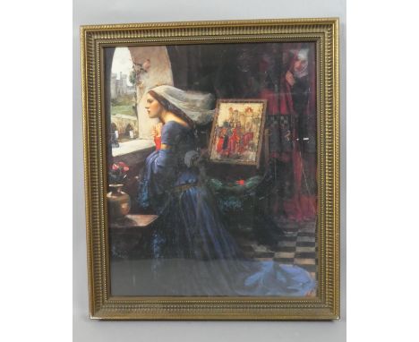 A Gilt Framed Pre Raphaelite Print after Waterhouse, Fair Rosamund, 49.5cm Wide