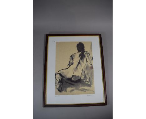 A Framed Print after Qu Lei Lei, "Femme Se Reposant", 49cm high 