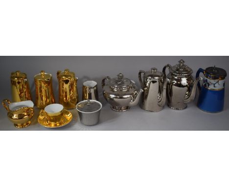A Collection of Royal Worcester Gilt and Lustreware Tea Wares to Feature Primarily Teapots, Hot Water Pots, Jugs etc Together