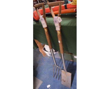 A Joseph Bentley Stainless Steel Garden Fork and Spade Set 