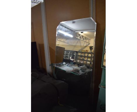 A Vintage Bevelled Mirror Bathroom Wash Basin Back, 56x91cm 