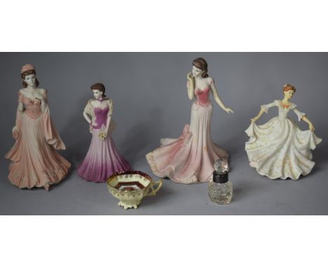 A Collection of Three Ceramic and One Resin Figural Studies to include 1996 Olivia by the Leonardo Collection, Coalport Age o