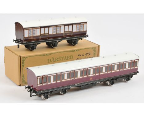 Darstaed O Gauge CR Coach &amp; 6 Wheel Fish Van. Comprising unboxed Caledonian Railway Full 3rd 541 - fitted with interior l