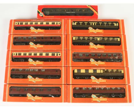 Assortment of 11 Hornby Carriages - Engineers Dept Mess Coach, Not in correct Box. BR R.483, R.484 and R.485. LMS R.474 and R