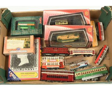 Corgi, Bachmann &amp; others. Group of Trams &amp; Trolley Buses. To include Corgi Double deck Tram modified &amp; fitted wit