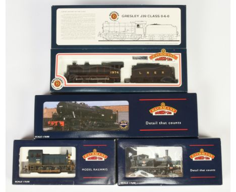 Group of Bachmann OO Locomotives - 31-340 Class 04 D2267 Weathered, 31-055 J72 BR Green Early Emblem 68680, 32-251 WD 90275 B
