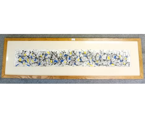 ''Summertime'' A screen print after Jackson Pollock mounted and framed. Signed.[45x155cm]