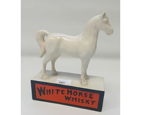 Vintage White Horse Whiskey ceramic pub counter advertisement figure.[24x19cm]