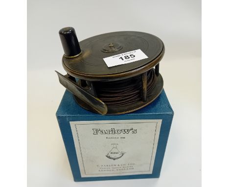 Vintage heavy brass Salmon Fly Reel made by Robertson Glasgow, comes with box.