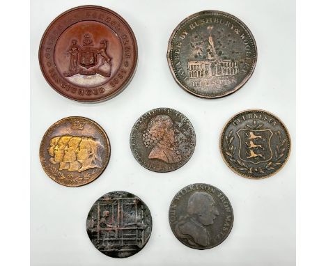 Collection of antique British coins and tokens;1897 four generations of the British Royal Family coin1811 Bilston Staffordshi