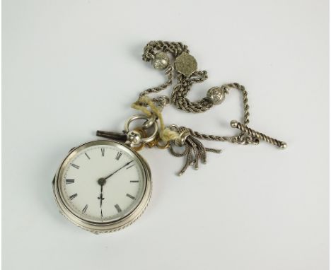 A Gentleman's late 19th century silver cased fusee open face pocket watch, Chester 1899, the white enamel dial with Roman num
