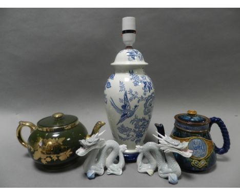 A quantity of decorative and collectable ceramics and tablewares to include a Doulton Lambeth Lord Nelson teapot Centenary 19