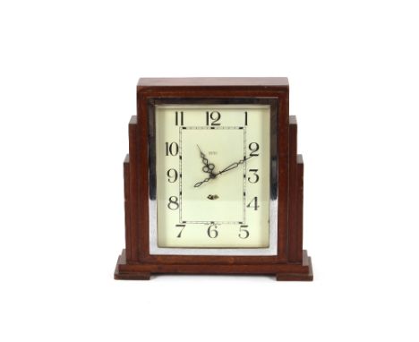An Art Deco mahogany cased Smith electrical mantel clock, 24cm high