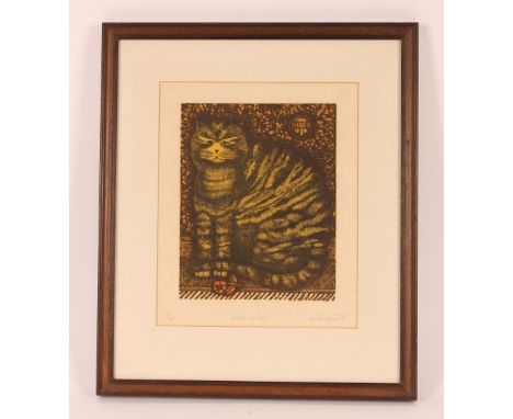 Martin Leman, pencil signed lithograph of a cat, entitled "Another rose bud", limited edition 13/75&nbsp;