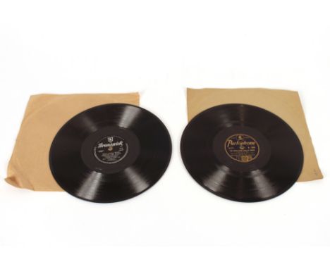 A vintage 78rpm record, "Rock Around the Clock", Bill Hailey and His Comets, Brunswick label; and a Parlophone 78rpm record R