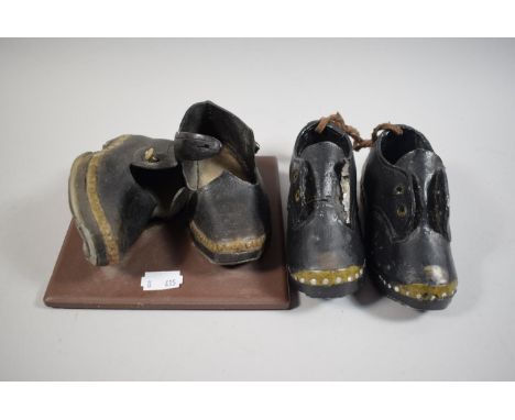 Two Pairs of Ceramic Ornaments in the Form of Children's Clogs by Witch Ones and Art Care 