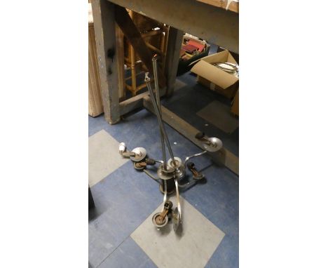 Two Vintage Chrome Three Branch Ceiling Light Fittings 