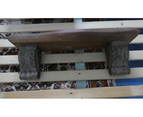 A Wooden Shelf with Carved Acanthus Bracket, 75cm Long 