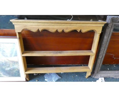 A Small Oak Wall Hanging Two Shelf Plate Rack, 80cm Wide 