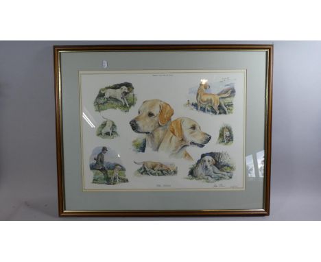 A Framed Limited Edition Allen Ellison Print, Yellow Labradors, 235/750, 58cm Wide 