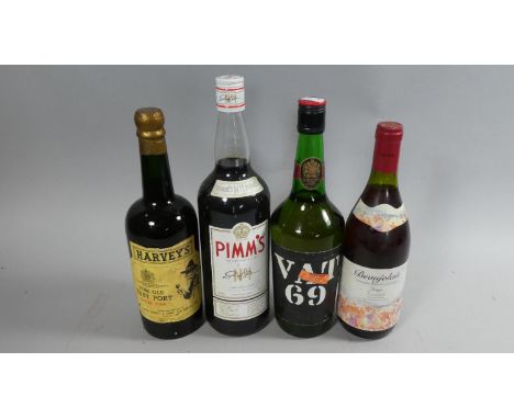 A Bottle of Vintage VAT 69 Scotch Whisky Together with Pimm's, Harveys Ruby Port etc 