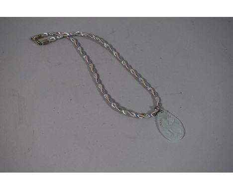 A String Necklace with Jade Pendant Carved with Monkey 